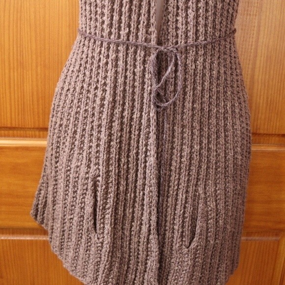 Vintage Scarf Vest Bohemian Hippy Tie Around Scarf With Pockets - Picture 4 of 13